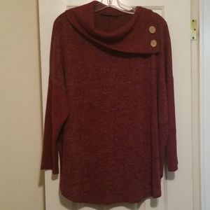 Cowl Neck Sweater Button Detail Tunic Chic Soul